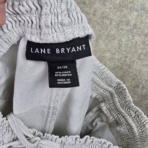 Lane Bryant Elastic-Waist Cotton Linen Wide-Leg Pants Size 26/28 Cream color - Picture 5 of 8